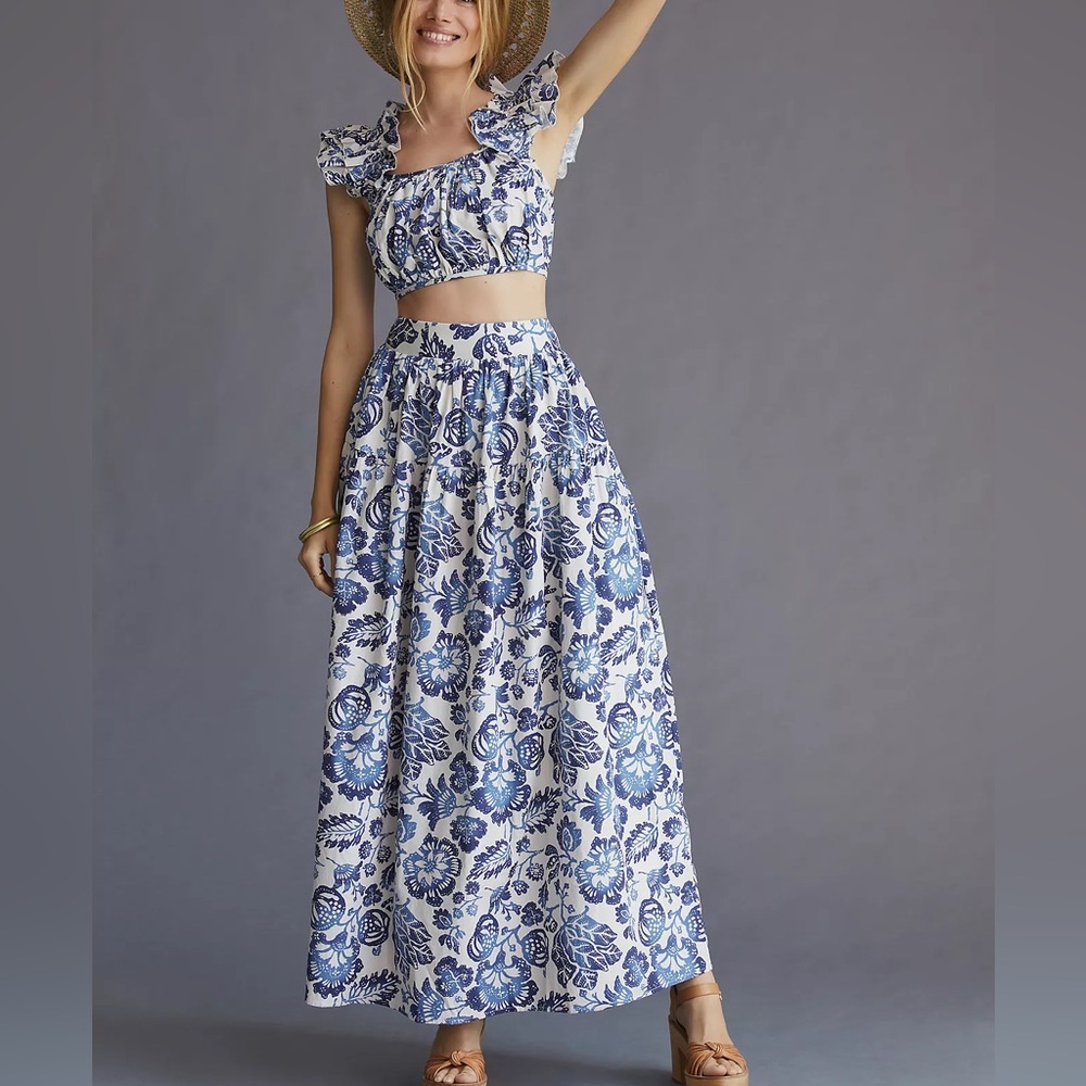 Anthropologie Forever That Girl Remme Ruffle Skirt Set Size large